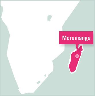Moramanga is marked on a map of Madagascar A map of Madagascar showing the position of Moramanga