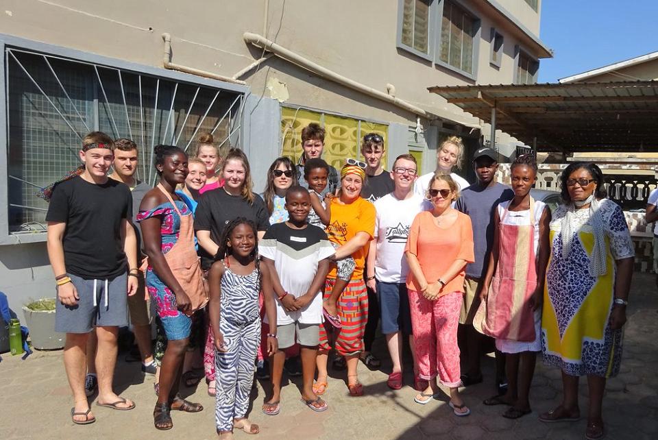The group with their host family Host family